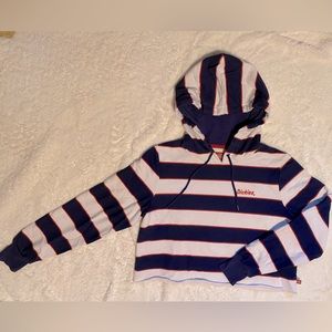 Size large dickies navy and white striped cropped sweatshirt